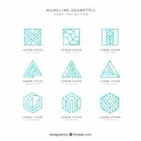 Vector gratuito pack brilloso verde de logotipos monoline