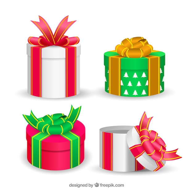 Vector gratuito pack de cajas bonitas de regalos navideños