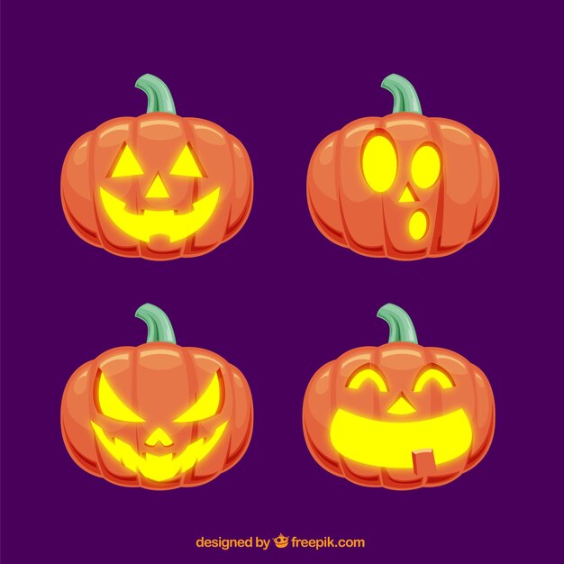 Pack de calabazas con divertidas caras 