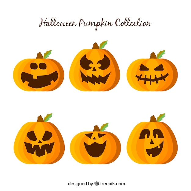 Pack de calabazas de halloween con caras