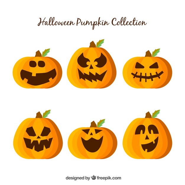 Pack de calabazas de halloween con caras