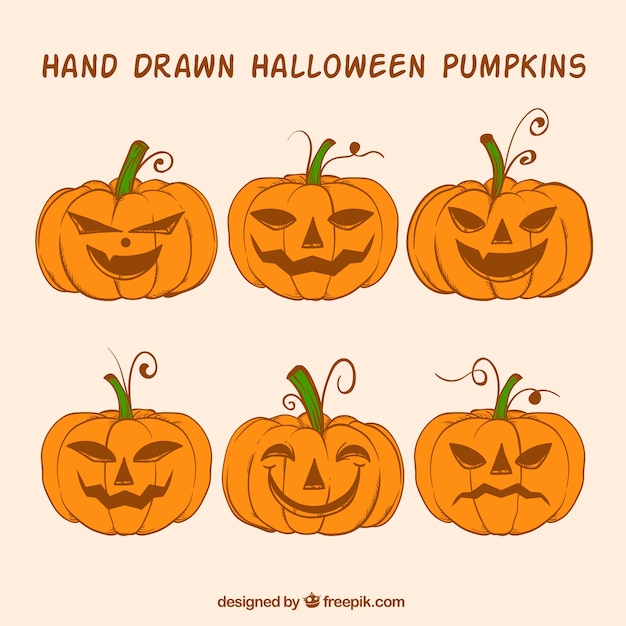 Vector gratuito pack de calabazas de halloween