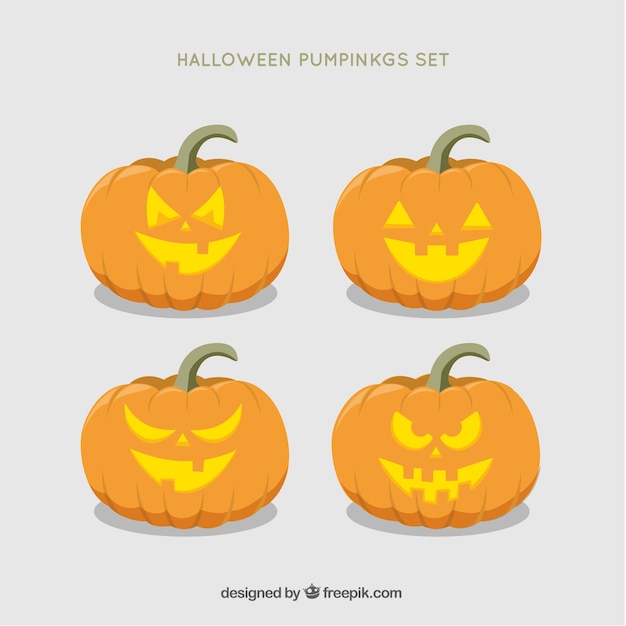 Vector gratuito pack de calabazas simpáticas de halloween