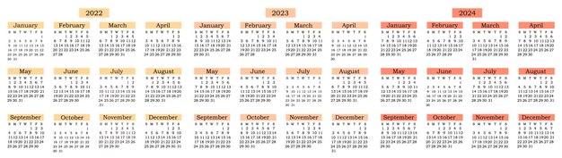 Pack de calendarios anuales 2022 2023 2024