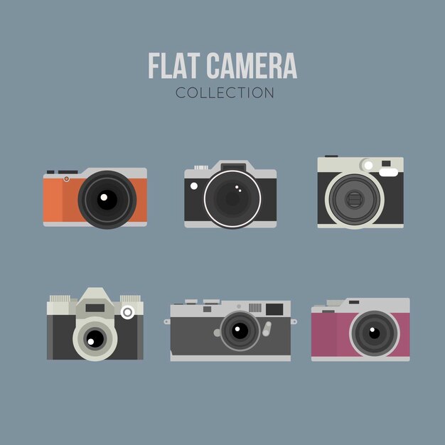 Pack de cámaras de fotos vintage y con diseño plano