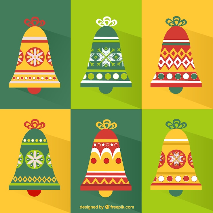 Vector gratuito pack de campanas navideñas retro