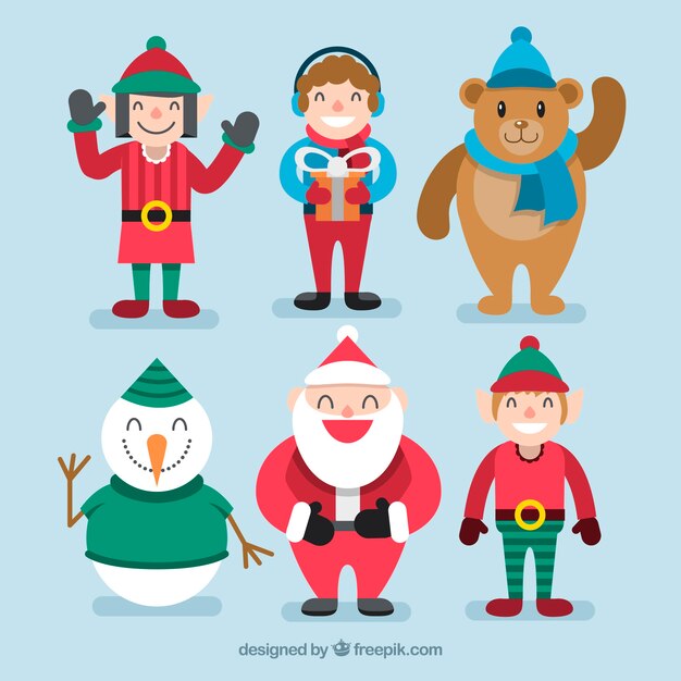 Pack de caracteres felices de navidad