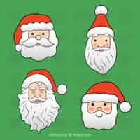 Vector gratuito pack de caras de santa claus en diferentes diseños