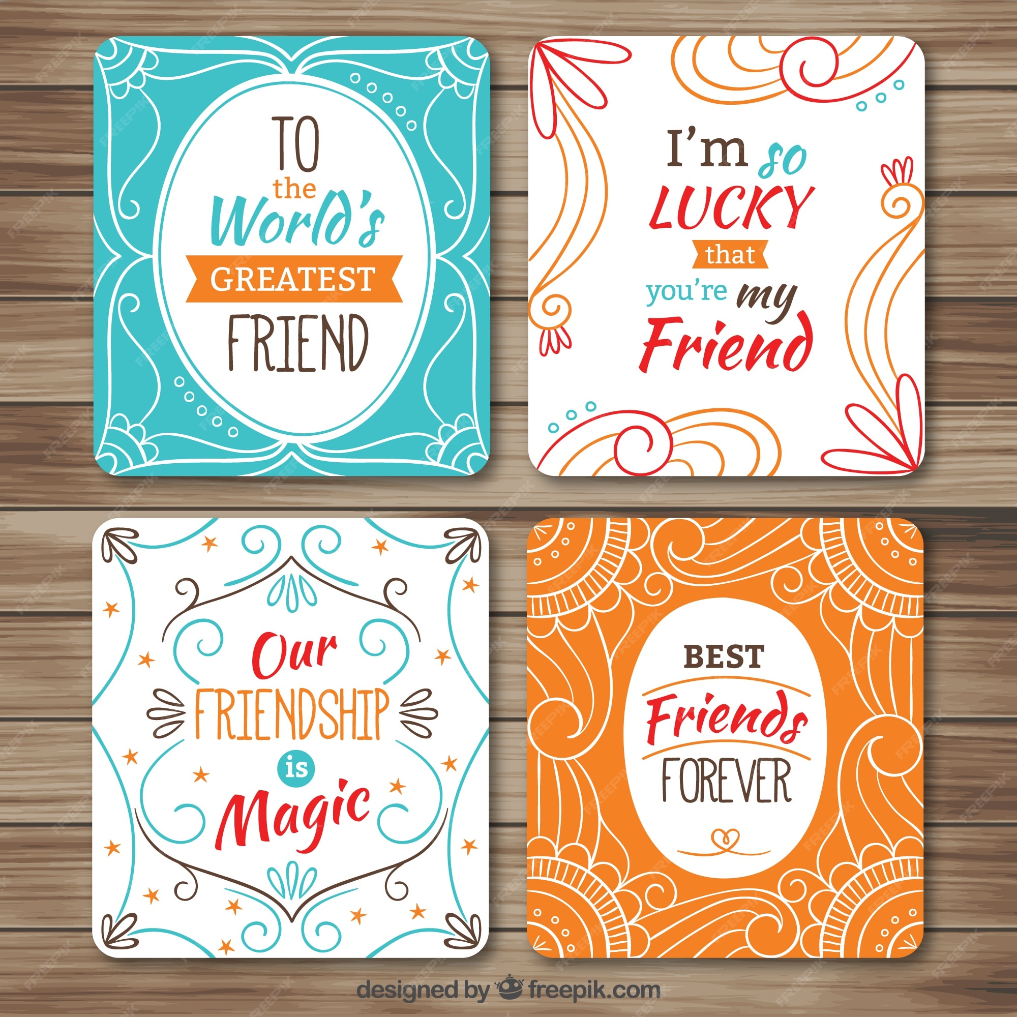 Pack de cartas de amistad bonitas decorativas | Vector Gratis