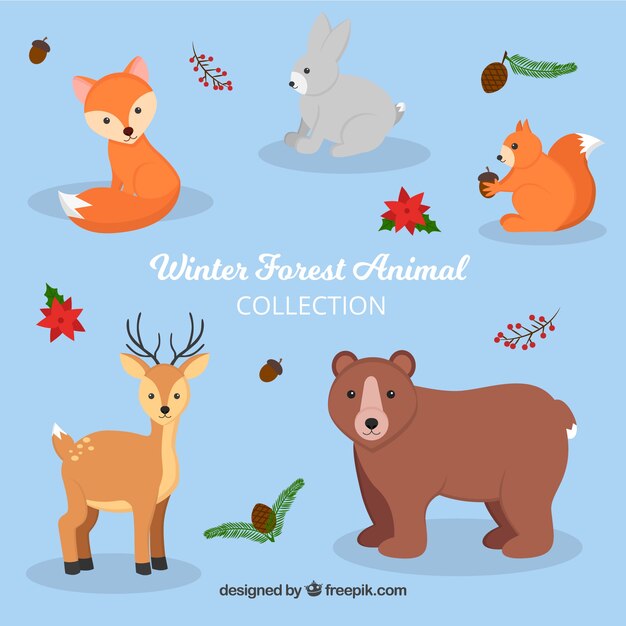 Pack de cinco lindos animales de invierno