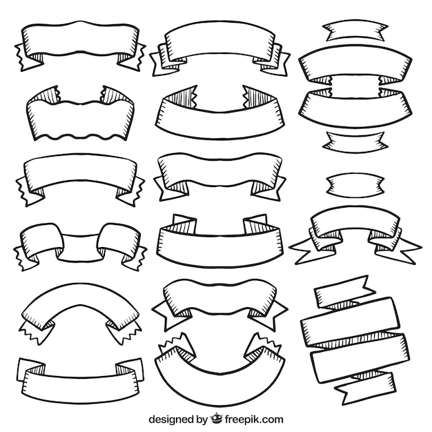 Vector gratuito pack de cintas dibujadas a mano