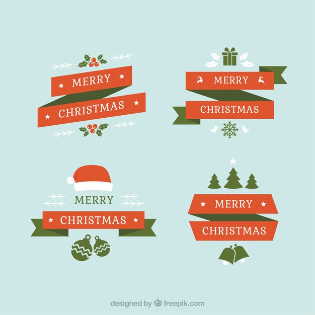 Pack de cintas de navidad en diseño plano 