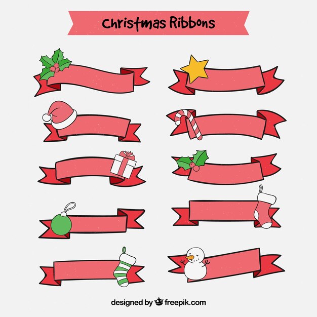 Pack de cintas navideñas dibujadas a mano 