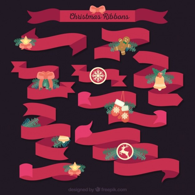 Pack de cintas rojas vintage ornamentales 