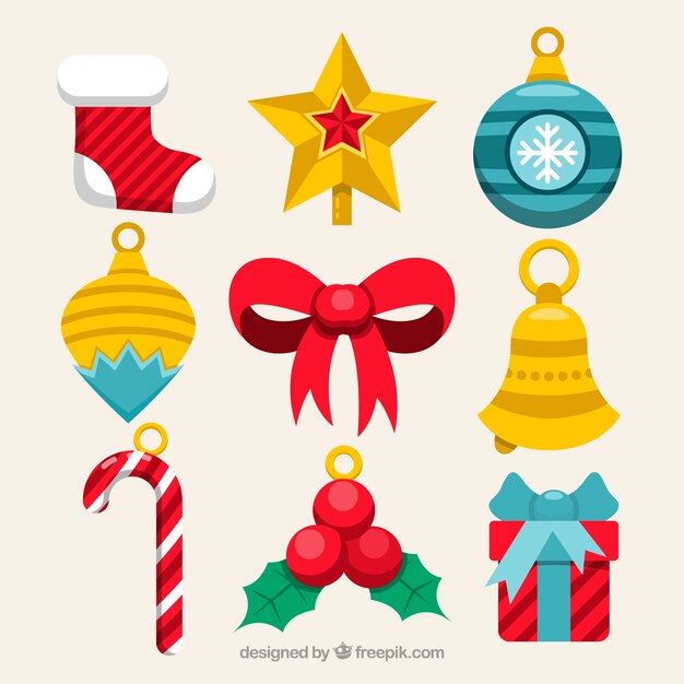 Pack clásico de adornos navideños planos