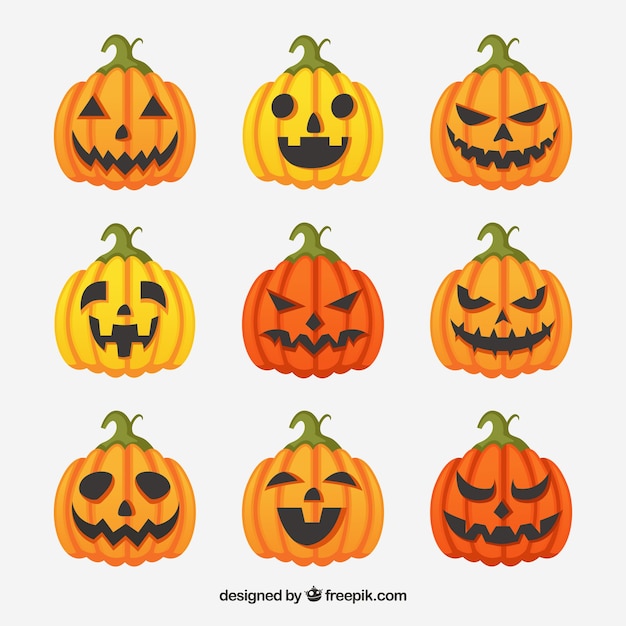 Pack colorido de calabazas de halloween