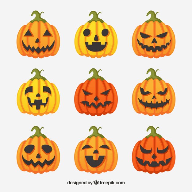 Pack colorido de calabazas de halloween