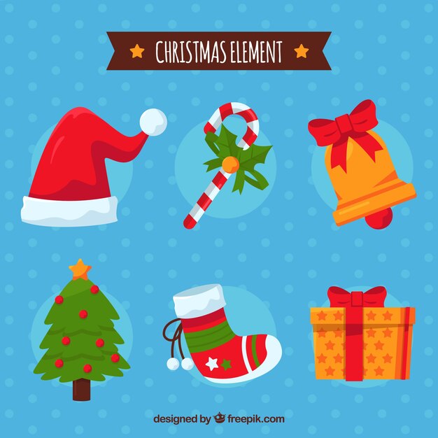 Pack colorido de elementos de navidad divertidos