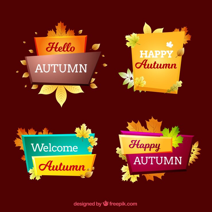 Vector gratuito pack colorido de etiquetas otoñales