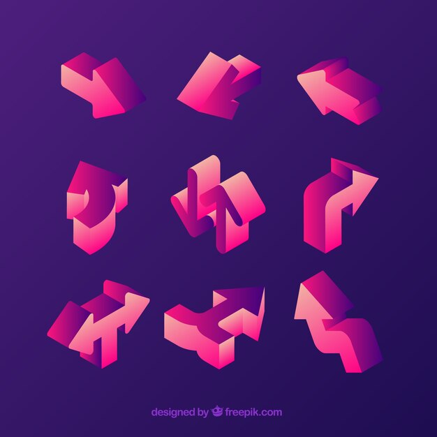Pack colorido de flechas en 3d