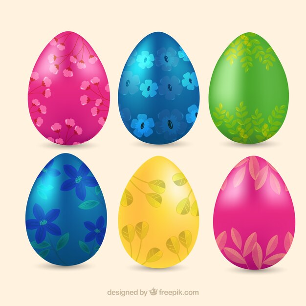 Pack colorido de huevos realistas para el día de pascua