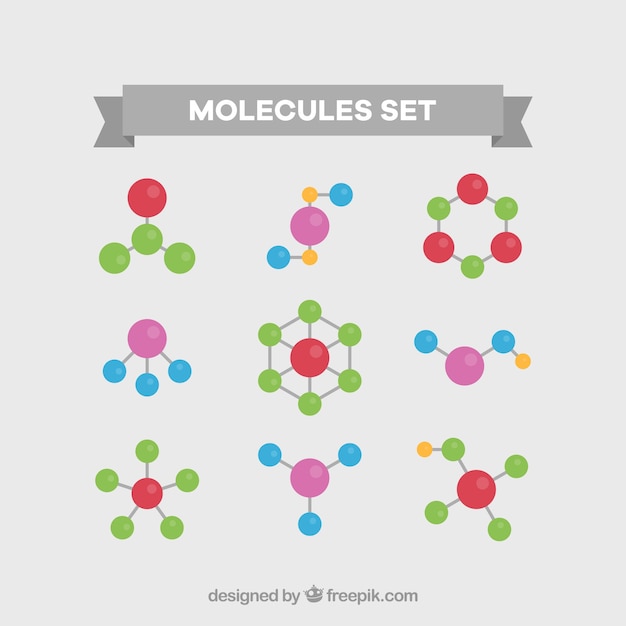 Pack colorido de moléculas planos