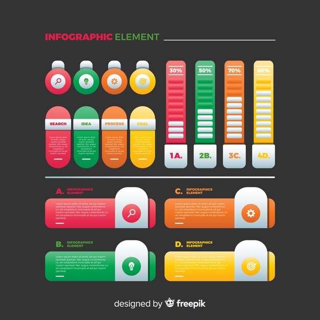 Pack de coloridos elementos infográficos