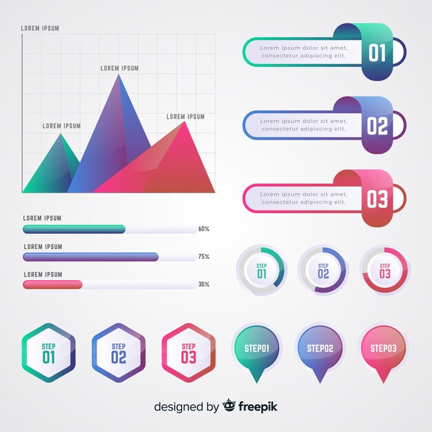 Pack de coloridos elementos infográficos