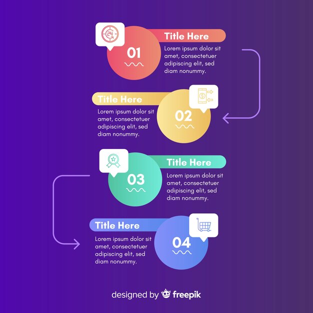 Pack de coloridos pasos infográficos
