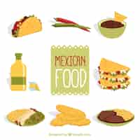 Vector gratuito pack de comida mexicana deliciosa