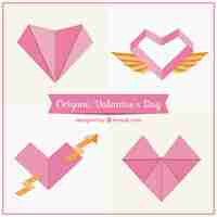 Vector gratuito pack de corazones origami