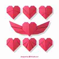 Vector gratuito pack de corazones de origami