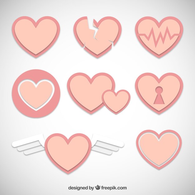Pack de corazones de valentín de color suave