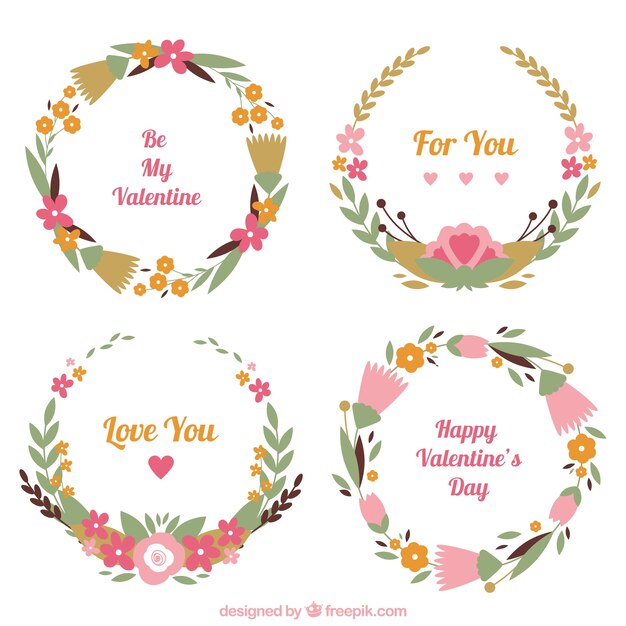 Pack de coronas florales en estilo vintage con mensajes