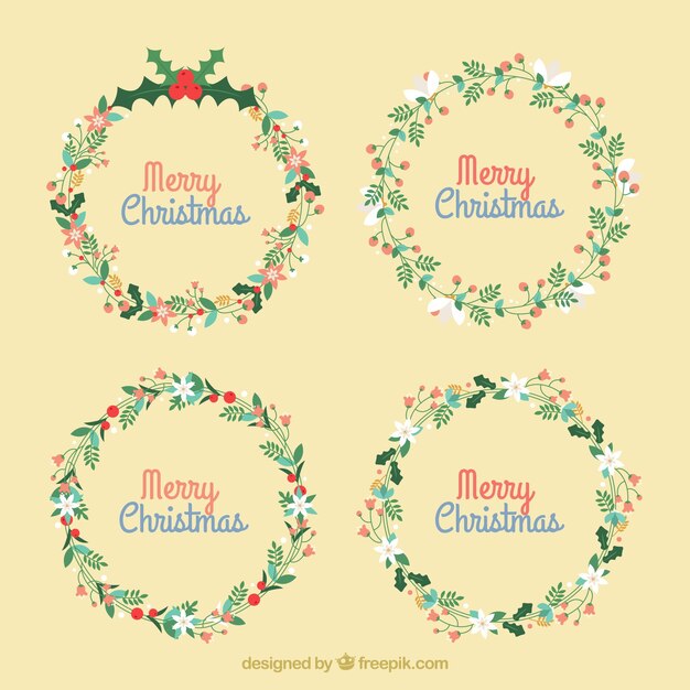 Pack de coronas florales ornamentales de navidad 