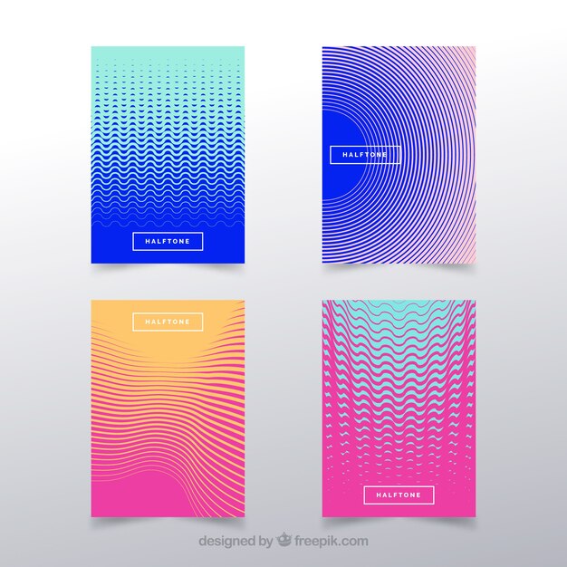 Vector gratuito pack de covers con líneas abstractas