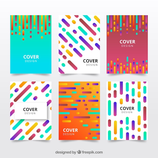 Vector gratuito pack de covers con líneas abstractas