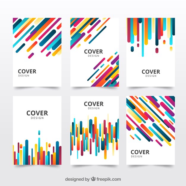 Pack de covers con líneas abstractas