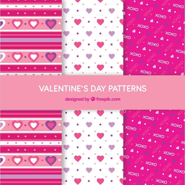 Pack creativo rosa de patrones para san valentin