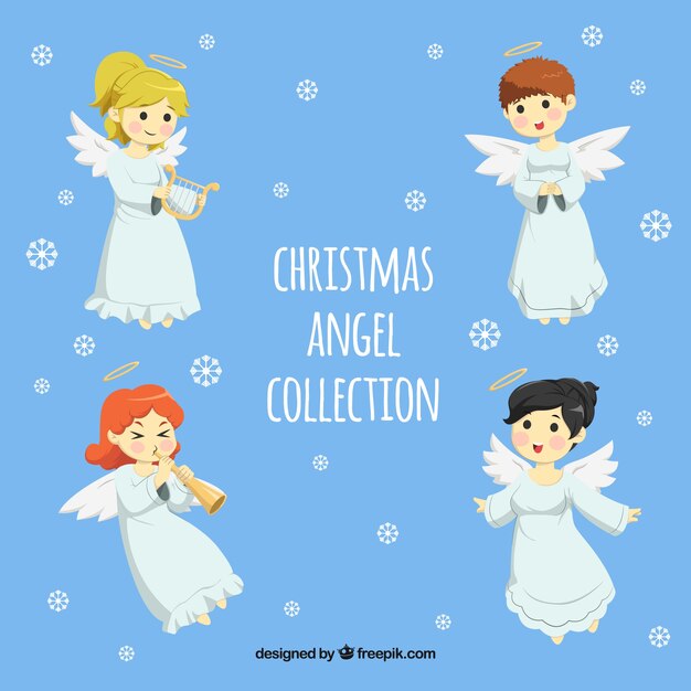 Pack de cuatro ángeles navideños 
