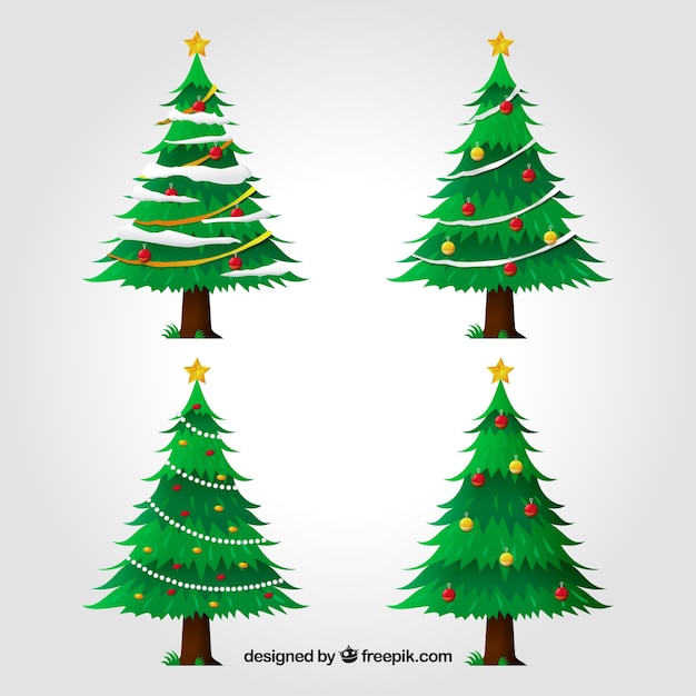 Pack de cuatro árboles de navidad 
