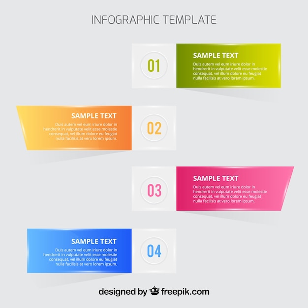 Pack de cuatro banners infográficos de colores