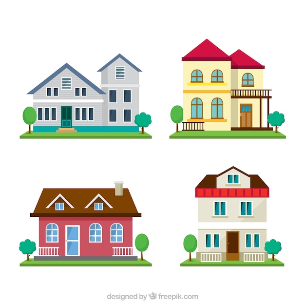 Pack de cuatro casas con jardín