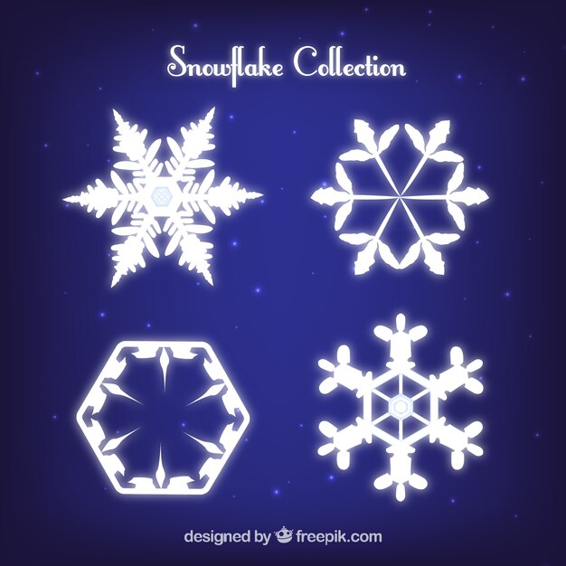 Pack de cuatro copos de nieve brillantes