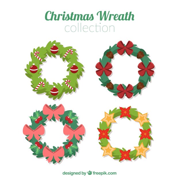 Pack de cuatro coronas decorativas de navidad