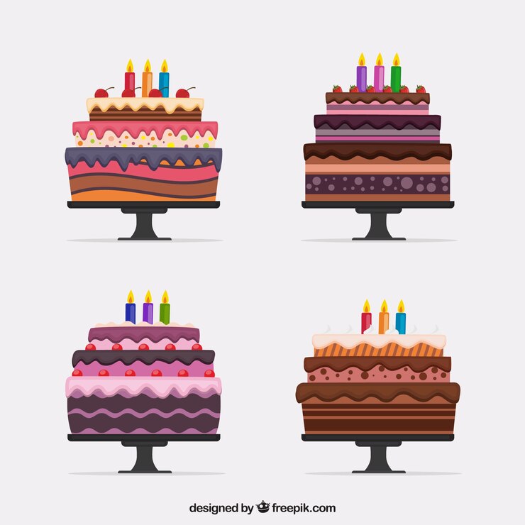 Vector gratuito pack de cuatro deliciosas tartas