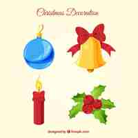 Vector gratuito pack de cuatro elementos decorativos de navidad