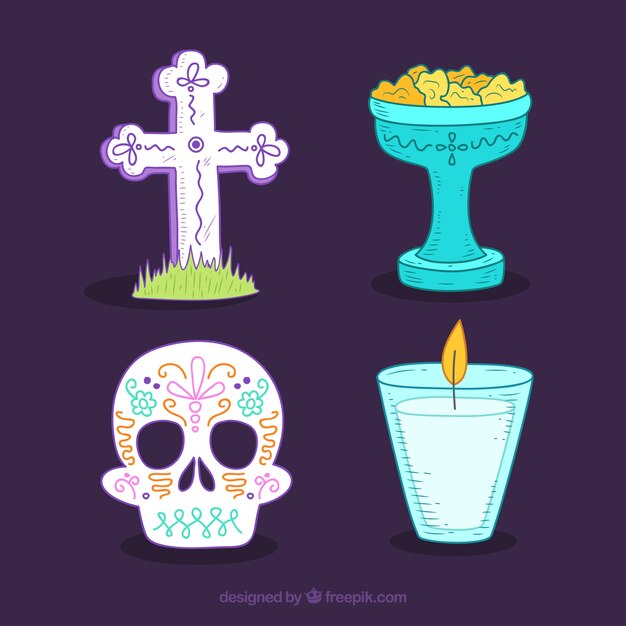 Pack de cuatro elementos de día de muertos 