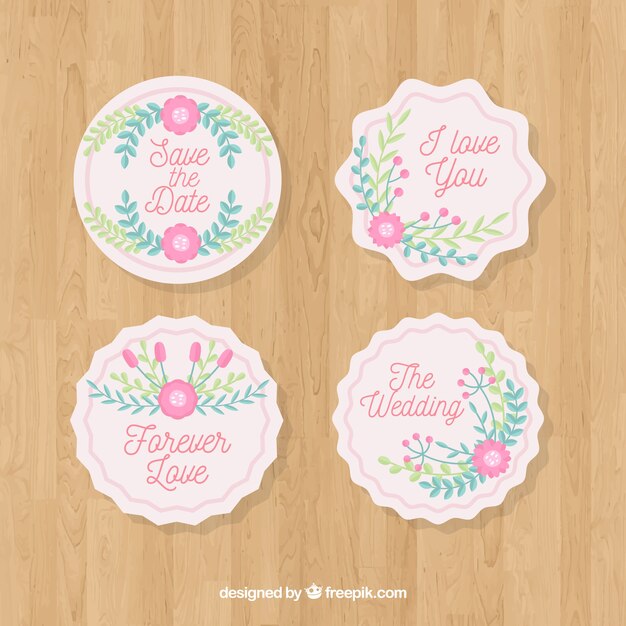 Pack de cuatro etiquetas de boda