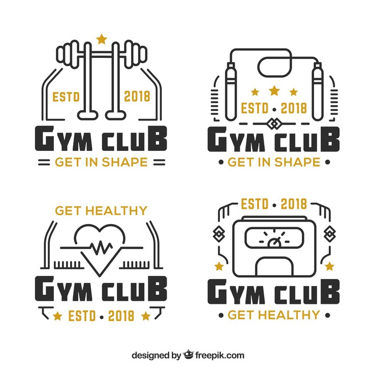 Vector gratuito pack de cuatro etiquetas de fitness vintage